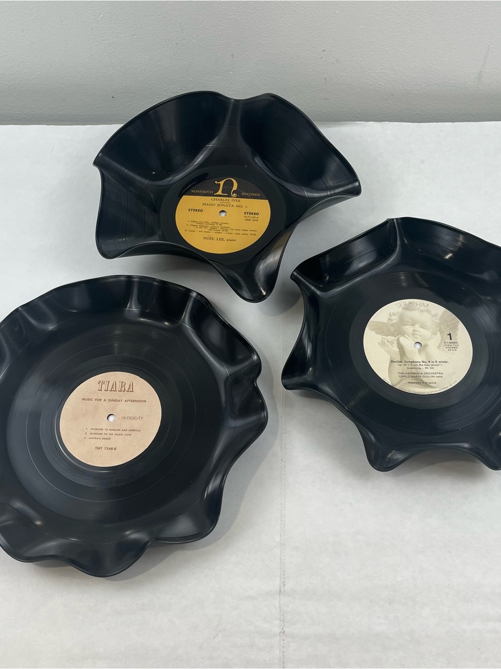 Black Vinyl Record Bowls - Set of 3